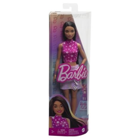 Papusa Barbie Fashionista Bruneta Cu Top Cu Stelute - imagine 2